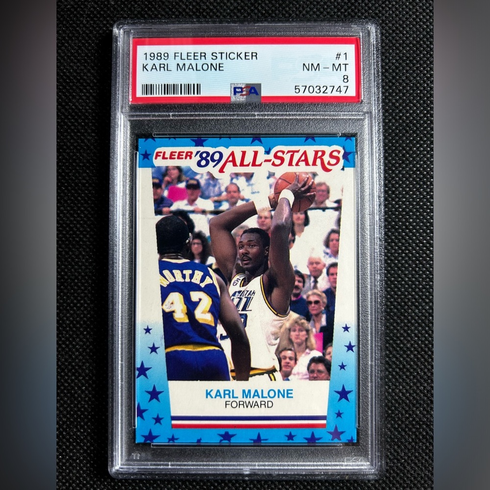 1989 Fleer Sticker All Stars Karl Malone Utah Jazz Psa 8 HOF